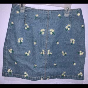 Jean Skirt with flowers